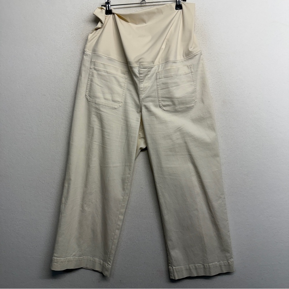 Isabel Maternity Target Wide Leg L Cream‎ Trouser Pant Full Panel